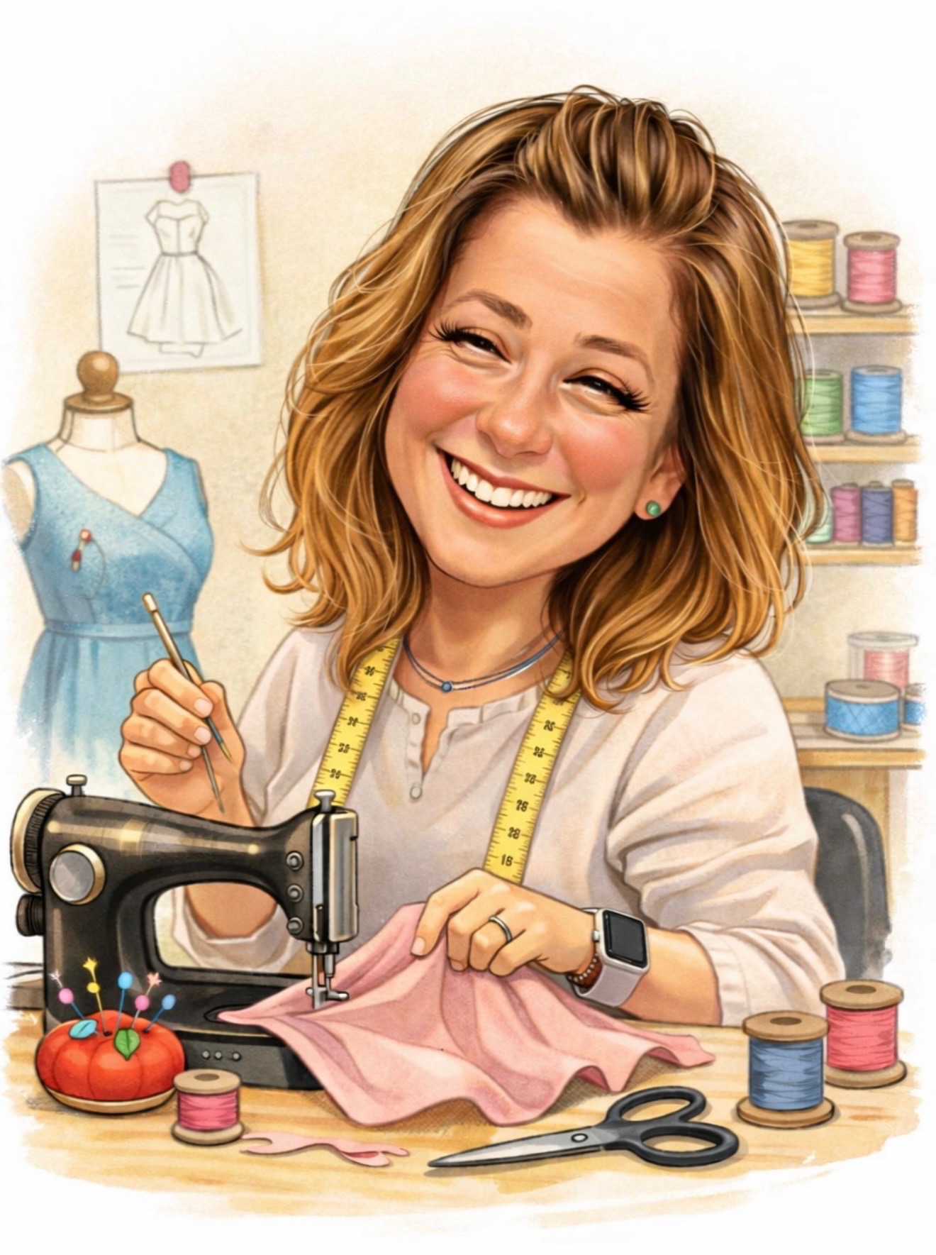 Professional tailor working on clothing alterations at Golden Needle Stockport